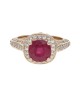 Fracture Filled Ruby and Diamond Halo Ring